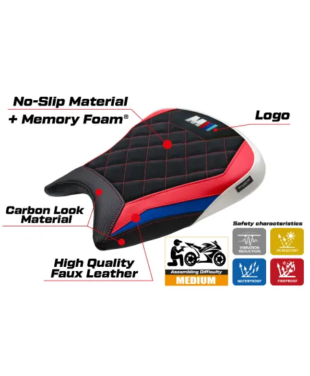 Housse de selle compatible - BMW M 1000 RR 2023-2026 - mod Melk Velvet Comfort System