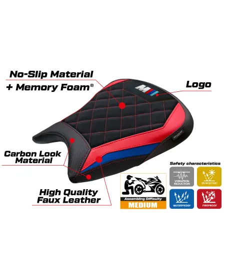 Rivestimento sella compatibile - BMW M 1000 RR 2023-2026 - mod Melk Velvet Comfort System