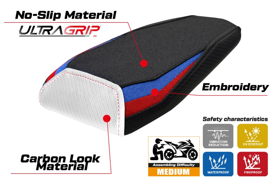 Funda de asiento compatible - BMW M 1000 RR 2023-2026 - mod Riesa Ultragrip