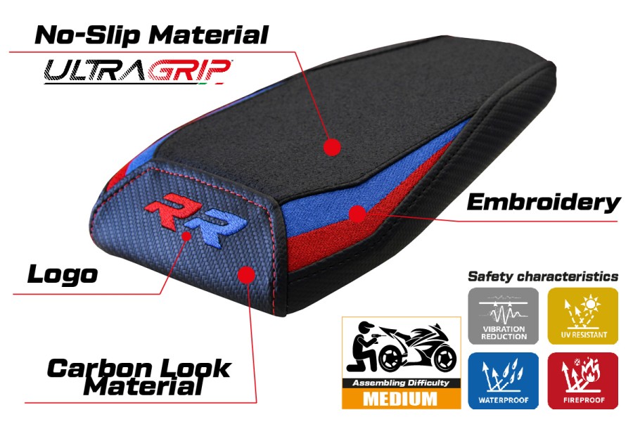 Funda de asiento compatible - BMW M 1000 RR 2023-2026 - mod Riesa Ultragrip