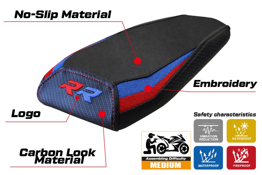 Rivestimento sella compatibile - BMW M 1000 RR 2023-2026 - mod Riesa Velvet
