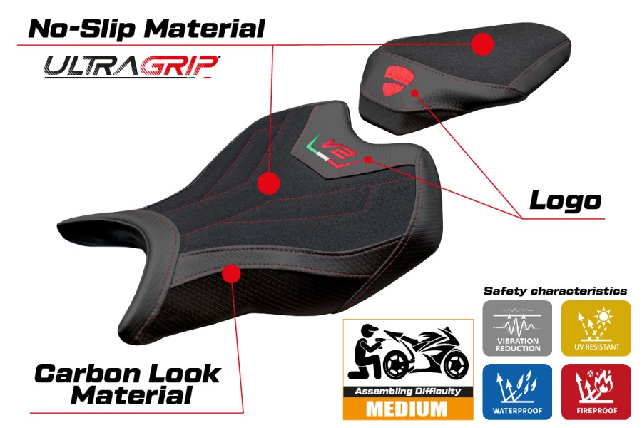 Housse de selle compatible - Ducati Panigale V2 2025 - mod Asia Ultragrip
