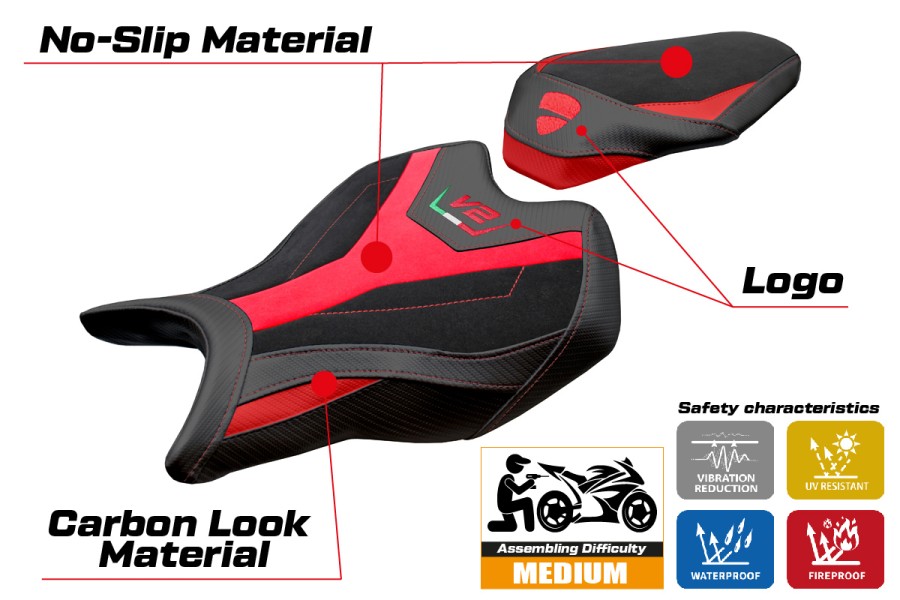 Funda de asiento compatible - Ducati Panigale V2 2025 - mod Asia Velvet