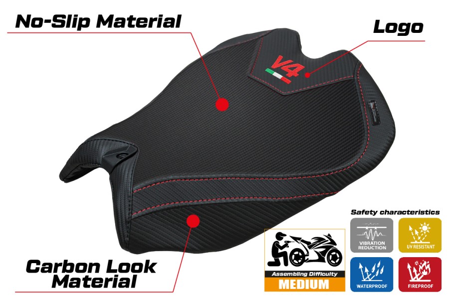 Funda de asiento compatible - Ducati Panigale V4  2025-2026 - mod Argenta High