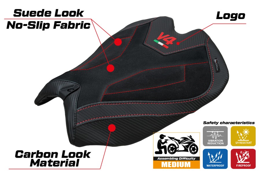 Sitzbezug kompatibel - Ducati Panigale V4  2025-2026 - mod Argenta High Velvet