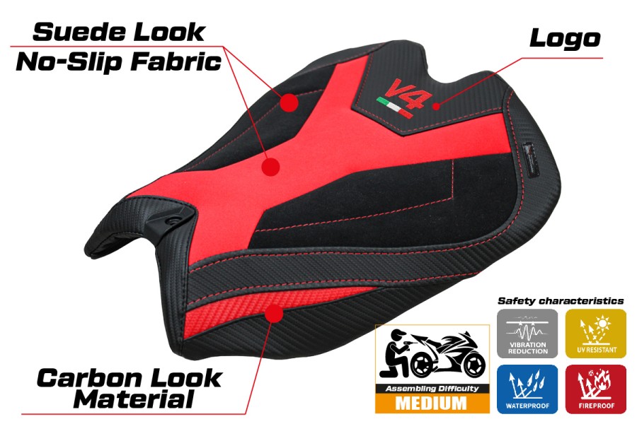 Housse de selle compatible - Ducati Panigale V4  2025-2026 - mod Argenta High Velvet