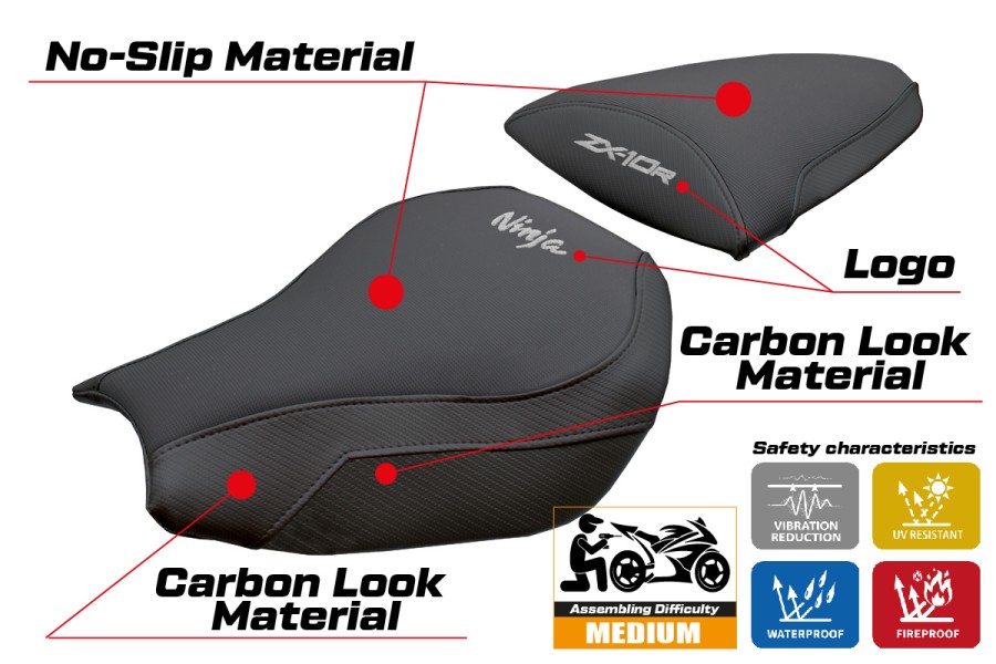 Housse de selle compatible - Kawasaki Ninja ZX 10 R 2006-2007 - mod Goku