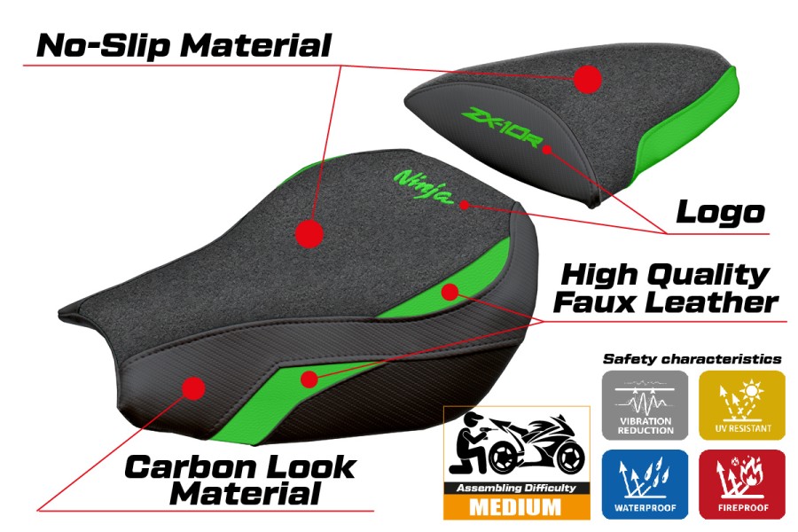 Rivestimento sella compatibile - Kawasaki Ninja ZX 10 R 2006-2007 - mod Goku Ultragrip