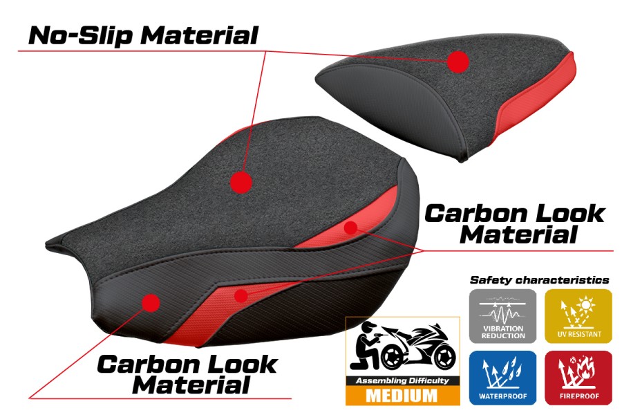 Funda de asiento compatible - Kawasaki Ninja ZX 10 R 2006-2007 - mod Goku Ultragrip
