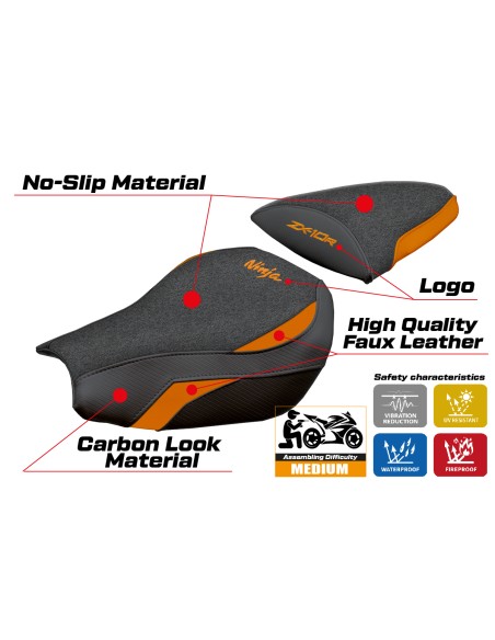 Housse de selle compatible - Kawasaki Ninja ZX 10 R 2006-2007 - mod Goku Ultragrip