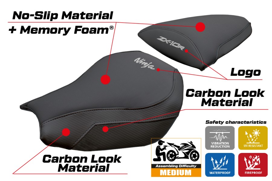 Sitzbezug kompatibel - Kawasaki Ninja ZX 10 R 2006-2007 - mod Goku Comfort System