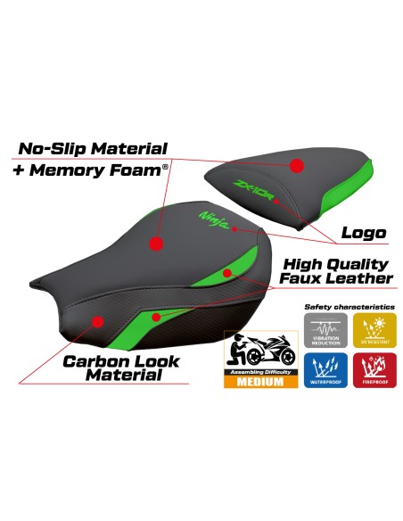 Housse de selle compatible - Kawasaki Ninja ZX 10 R 2006-2007 - mod Goku Comfort System