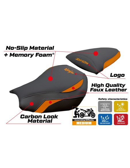 Housse de selle compatible - Kawasaki Ninja ZX 10 R 2006-2007 - mod Goku Comfort System