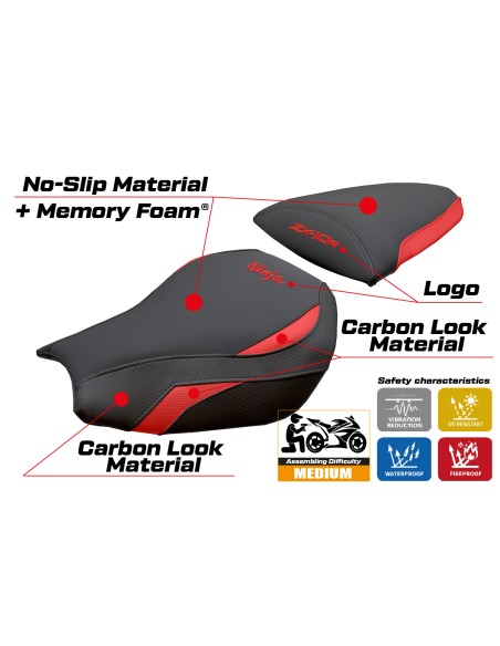 Housse de selle compatible - Kawasaki Ninja ZX 10 R 2006-2007 - mod Goku Comfort System