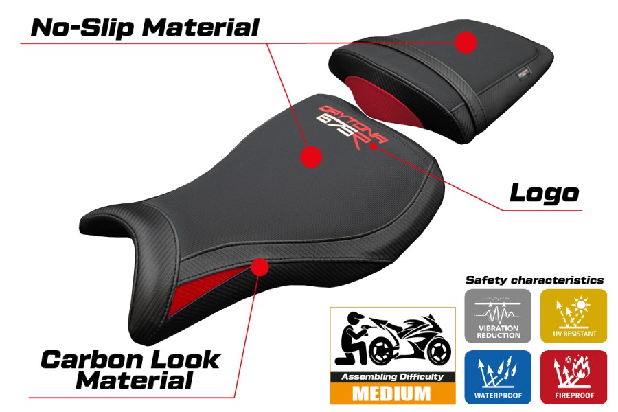 Funda de asiento compatible - Triumph Daytona 675R 2006-2012 - mod Ripley