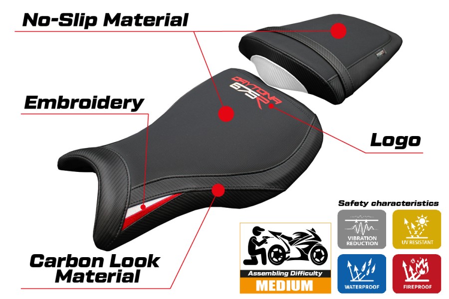 Housse de selle compatible - Triumph Daytona 675R 2006-2012 - mod Ripley