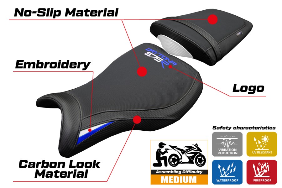 Funda de asiento compatible - Triumph Daytona 675R 2006-2012 - mod Ripley