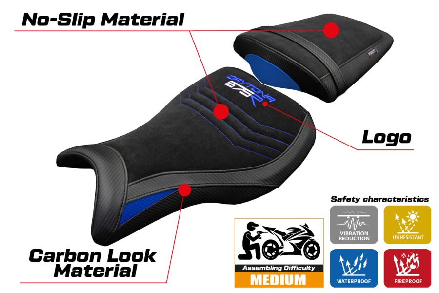 Seat cover compatible - Triumph Daytona 675R 2006-2012 - mod Ripley Velvet