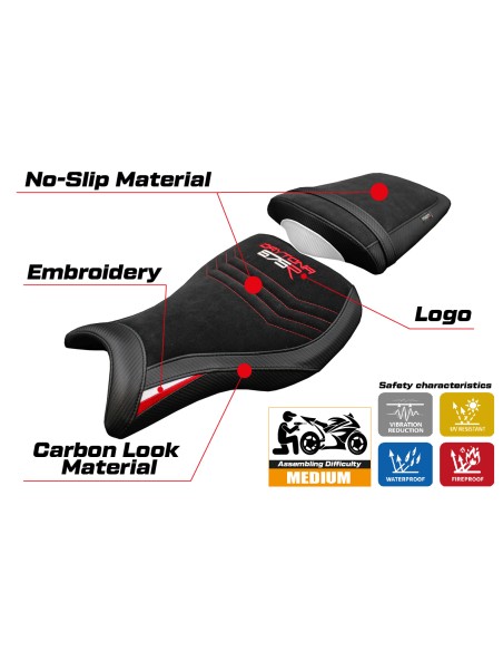 Housse de selle compatible - Triumph Daytona 675R 2006-2012 - mod Ripley Velvet