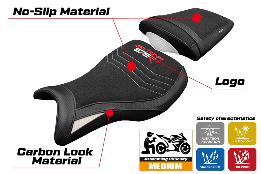 Funda de asiento compatible - Triumph Daytona 675R 2006-2012 - mod Ripley Ultragrip