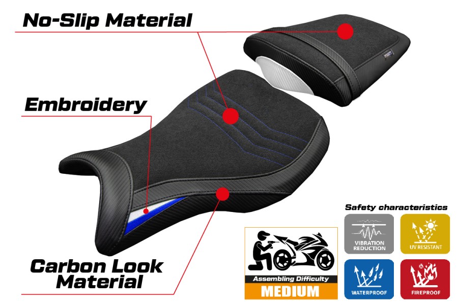 Rivestimento sella compatibile - Triumph Daytona 675R 2006-2012 - mod Ripley Ultragrip