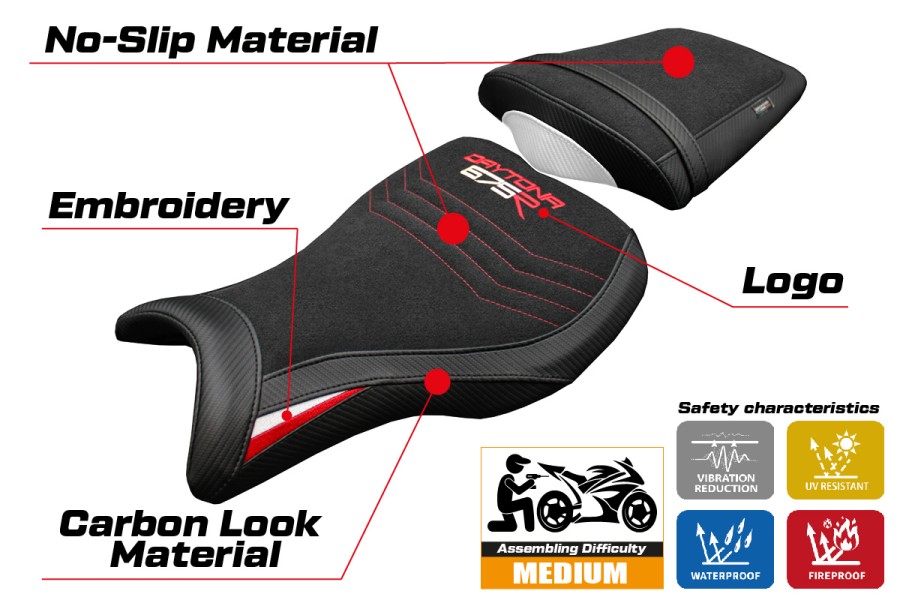 Seat cover compatible - Triumph Daytona 675R 2006-2012 - mod Ripley Ultragrip
