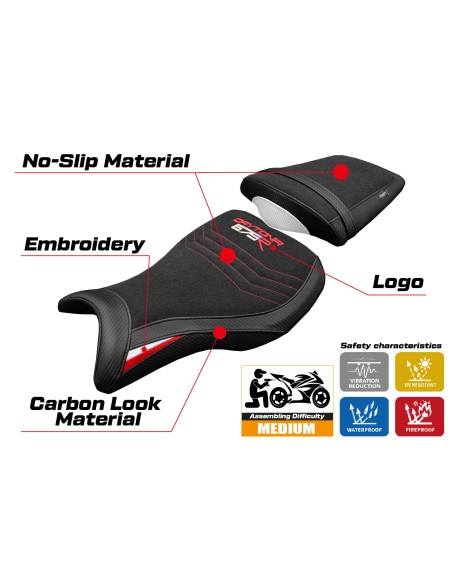 Housse de selle compatible - Triumph Daytona 675R 2006-2012 - mod Ripley Ultragrip