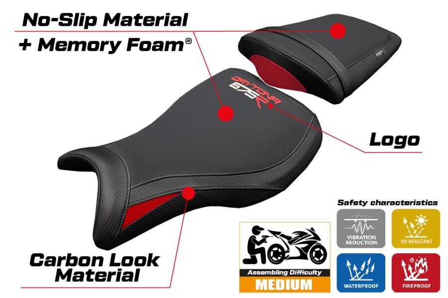 Rivestimento sella compatibile - Triumph Daytona 675R 2006-2012 - mod Ripley Comfort System