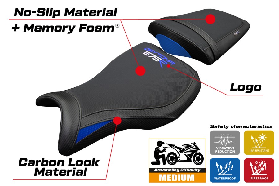 Funda de asiento compatible - Triumph Daytona 675R 2006-2012 - mod Ripley Comfort System