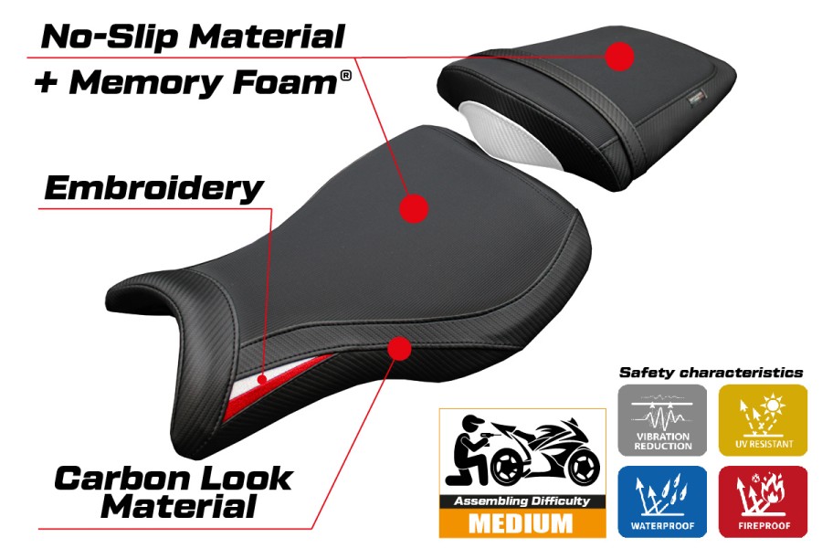 Housse de selle compatible - Triumph Daytona 675R 2006-2012 - mod Ripley Comfort System