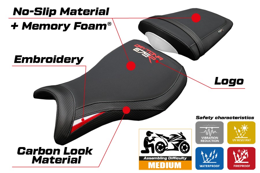 Housse de selle compatible - Triumph Daytona 675R 2006-2012 - mod Ripley Comfort System