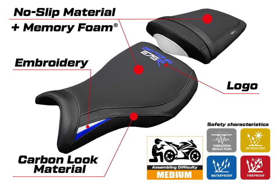 Funda de asiento compatible - Triumph Daytona 675R 2006-2012 - mod Ripley Comfort System