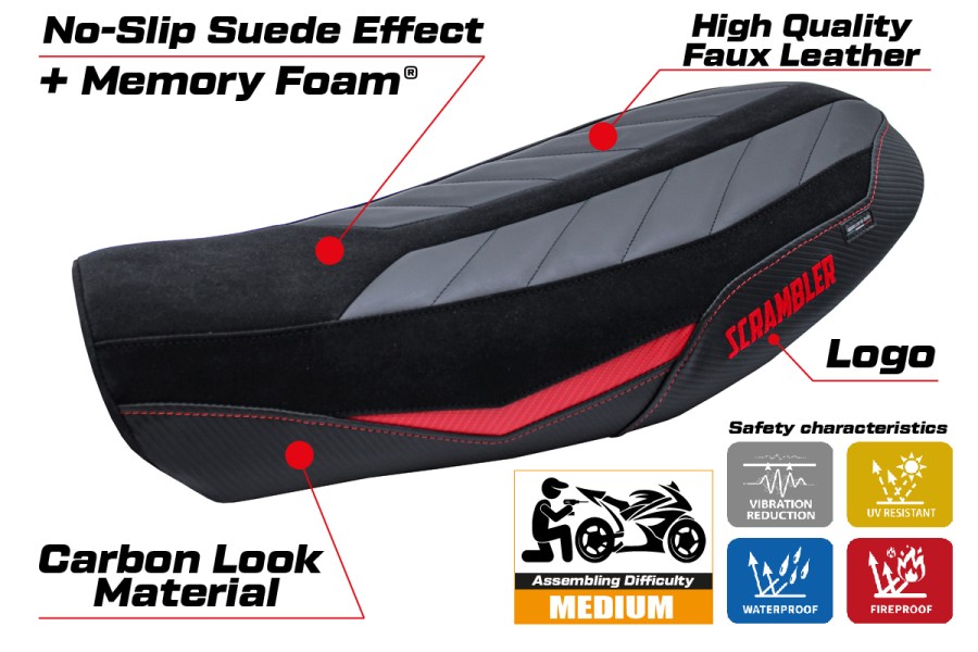 Funda de asiento compatible - Ducati Scrambler Nightshift 2021-2022 - mod Vanguard Comfort System