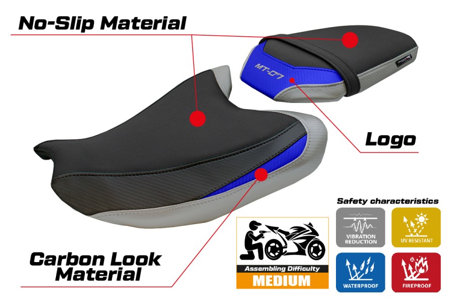 Seat cover compatible - Yamaha MT-07 2025-2026 - mod Fukaya