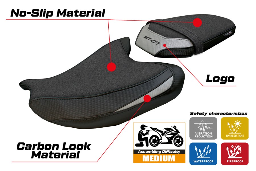 Rivestimento sella compatibile - Yamaha MT-07 2025-2026 - mod Fukaya Ultragrip