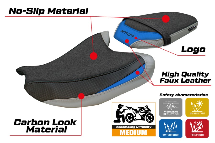Seat cover compatible - Yamaha MT-07 2025-2026 - mod Fukaya Ultragrip
