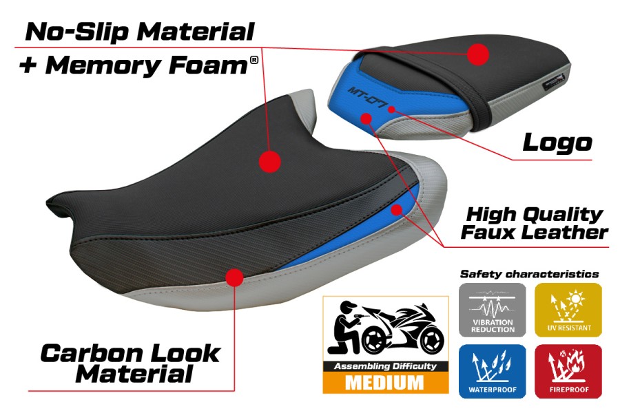 Seat cover compatible - Yamaha MT-07 2025-2026 - mod Fukaya Comfort System