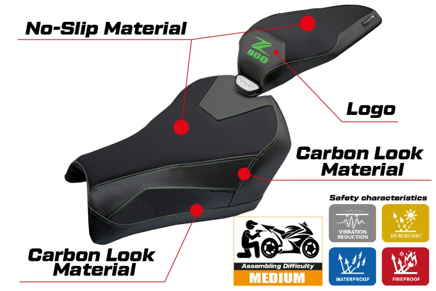 Housse de selle compatible - Kawasaki Z 900 2025-2026 - mod Uchiko
