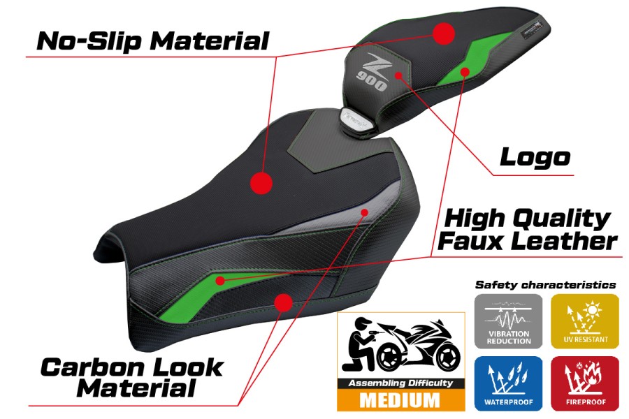 Housse de selle compatible - Kawasaki Z 900 2025-2026 - mod Uchiko