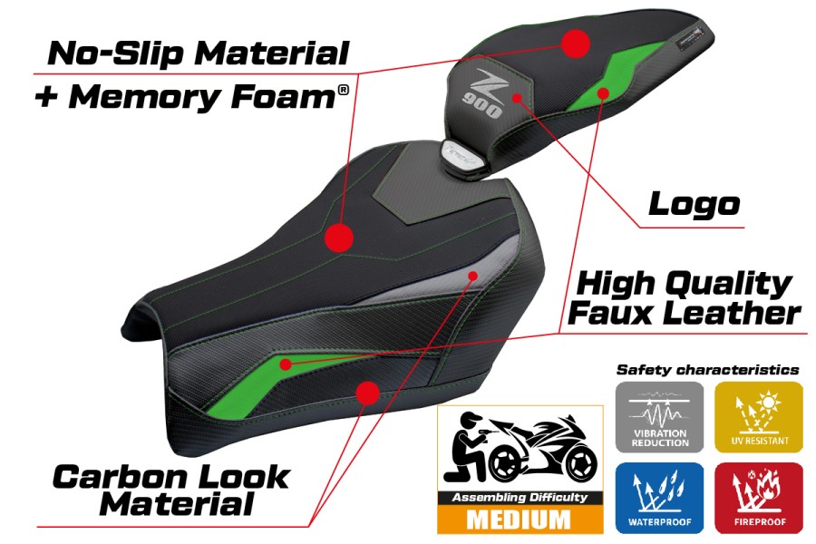 Housse de selle compatible - Kawasaki Z 900 2025-2026 - mod Uchiko Comfort System