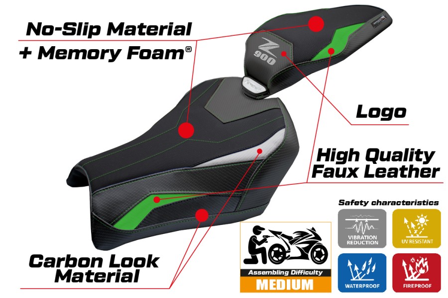 Housse de selle compatible - Kawasaki Z 900 2025-2026 - mod Uchiko Comfort System