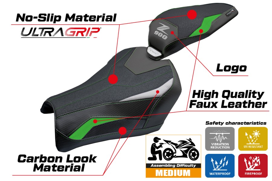Housse de selle compatible - Kawasaki Z 900 2025-2026 - mod Uchiko Ultragrip