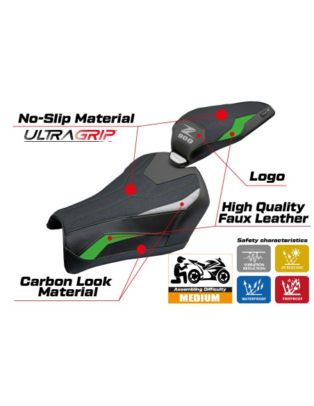 Housse de selle compatible - Kawasaki Z 900 2025 - mod Uchiko Ultragrip