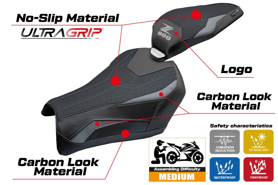 Housse de selle compatible - Kawasaki Z 900 2025-2026 - mod Uchiko Ultragrip