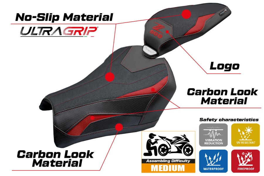 Funda de asiento compatible - Kawasaki Z 900 2025-2026 - mod Uchiko Ultragrip