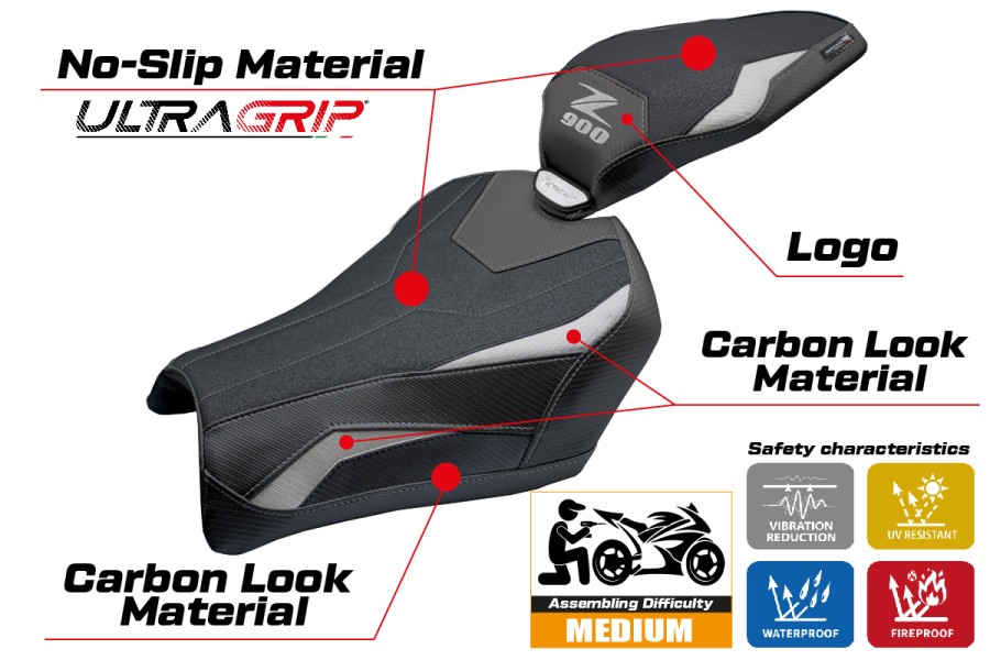Rivestimento sella compatibile - Kawasaki Z 900 2025-2026 - mod Uchiko Ultragrip
