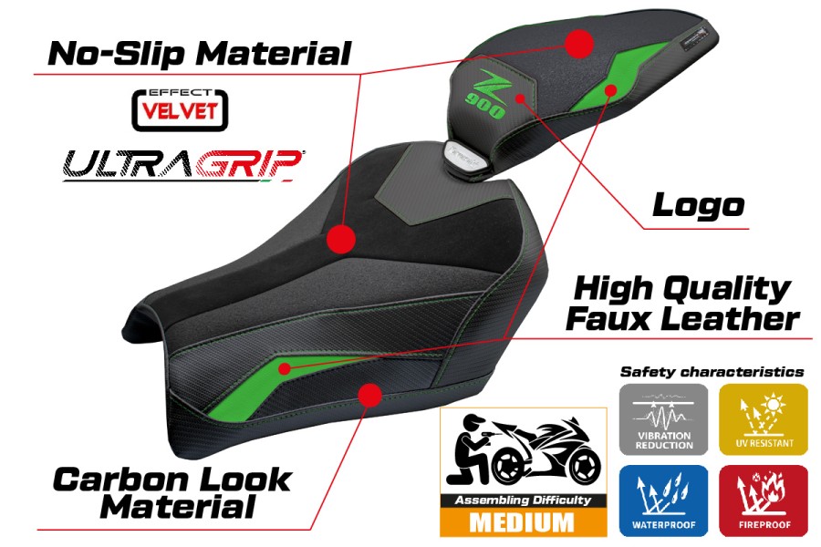 Seat cover compatible - Kawasaki Z 900 2025-2026 - mod Uchiko Velvet Ultragrip