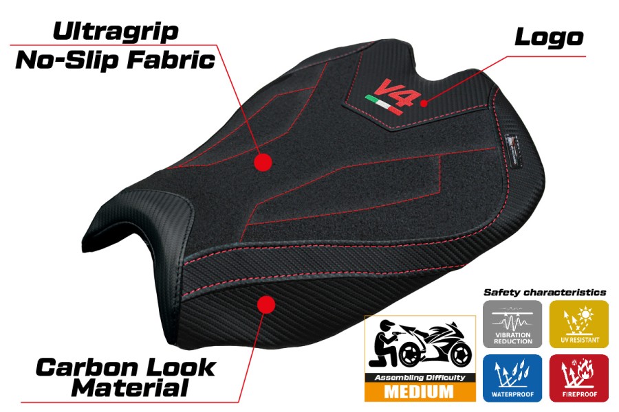 Rivestimento sella compatibile - Ducati Streetfighter V4 2025-2026 - mod Alcara Ultragrip