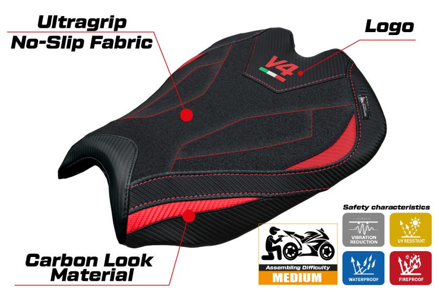 Funda de asiento compatible - Ducati Streetfighter V4 2025-2026 - mod Alcara Ultragrip
