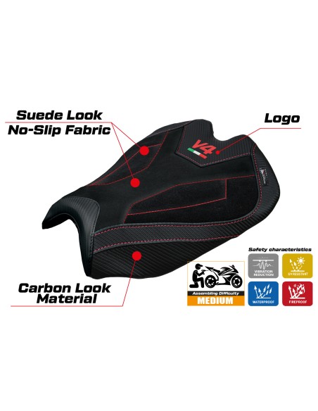 Rivestimento sella compatibile - Ducati Streetfighter V4 2025-2026 - mod Alcara Velvet